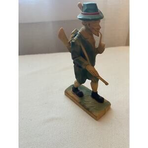 VTG German Resin Hunter Figurine Rifle Pipe Green Fedora Shorts Boots Plastic
